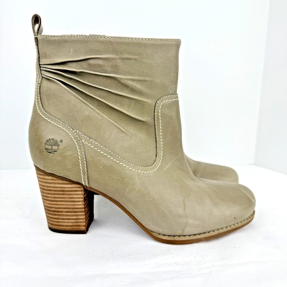 Timberland Boots Womens Size 10 Gray‎ Leather Stacked Heel Ankle Booties 28654M - Picture 2 of 16